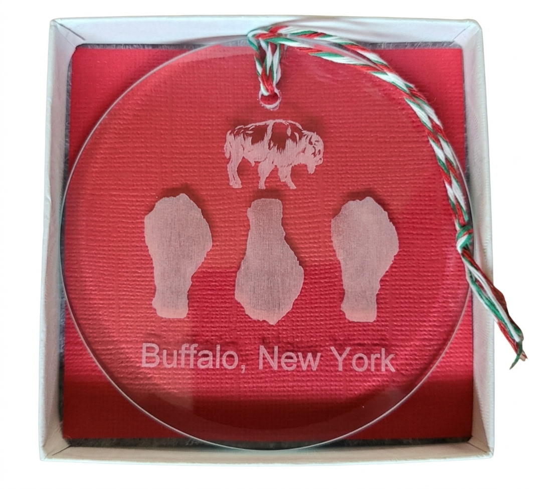 Buffalo Chicken Wing Etched Glass Beveled Ornament